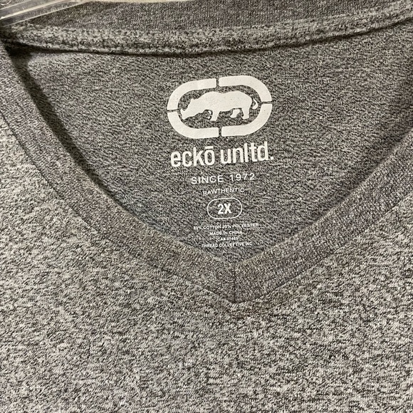 Ecko Unltd. Short Sleeve V-neck TeeHeather Gray T-shirt Size 2X 2XL - Picture 5 of 16